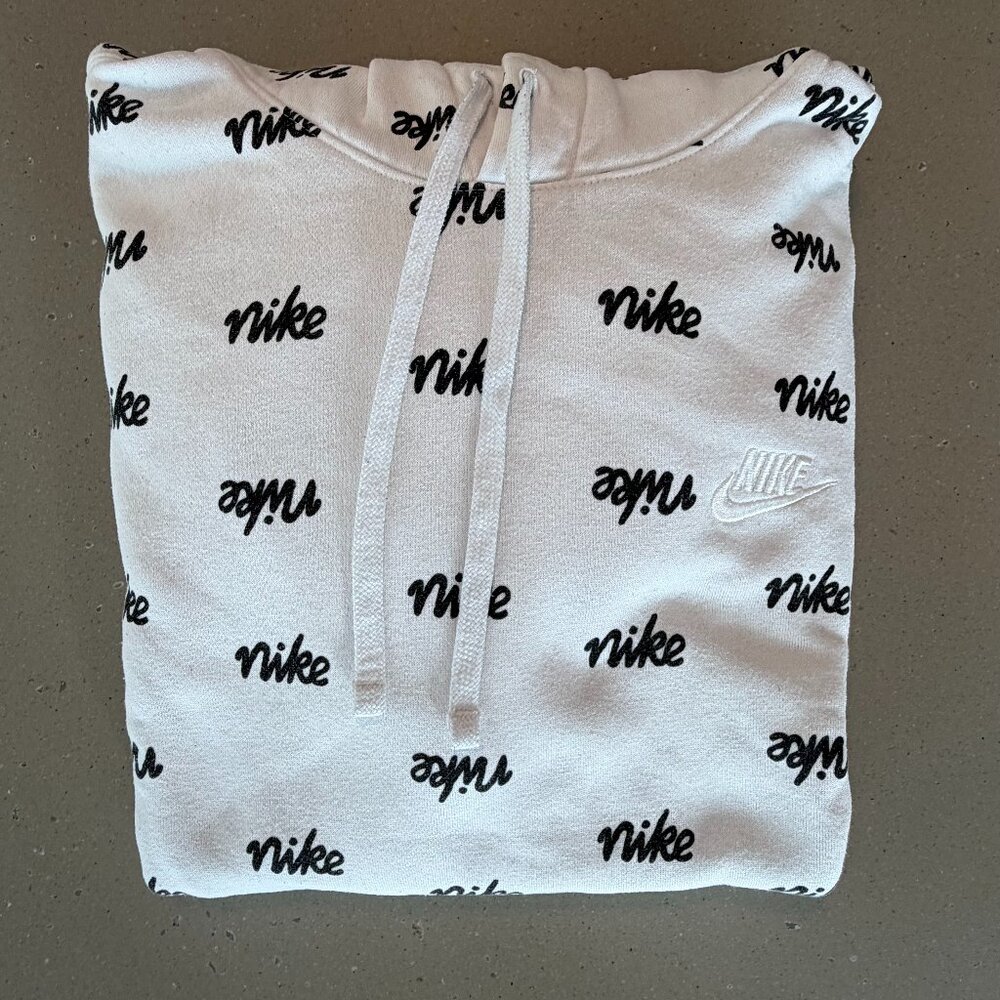Nike Men's Sportswear Club BB Script Logo Hoodie White Medium